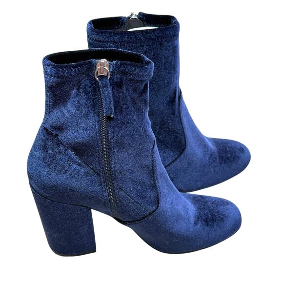 Steve Madden Gaze Blue Velvet High Heel Mid Calf Boots 7.5 - Picture 1 of 11
